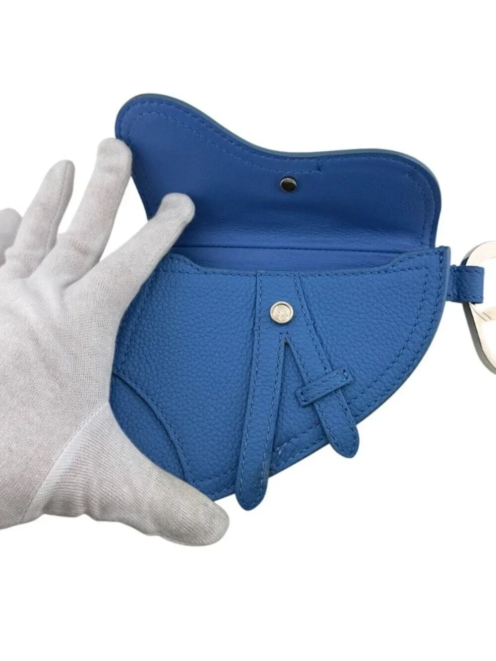 Dior Saddle Pouch Leather Coin Purse Blue